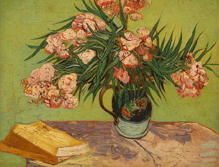 Vincent Van Gogh Vase with Oleanders and Books oil painting picture